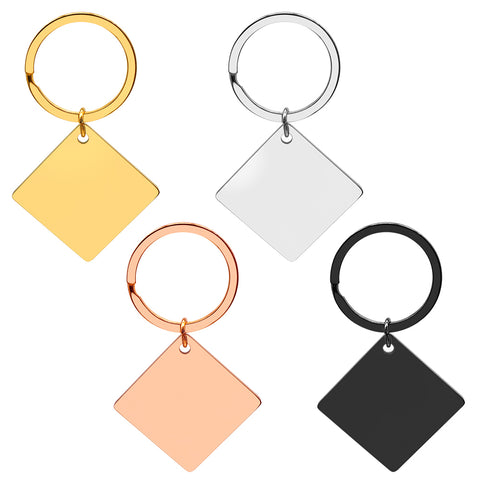 Square key ring in stainless steel