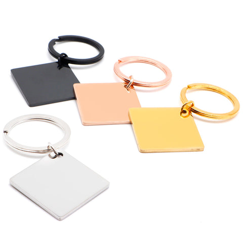 Square key ring in stainless steel
