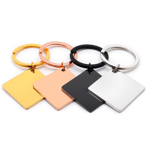 Square key ring in stainless steel