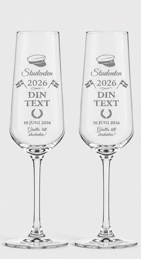 Graverade Champange Glas 2-pack
