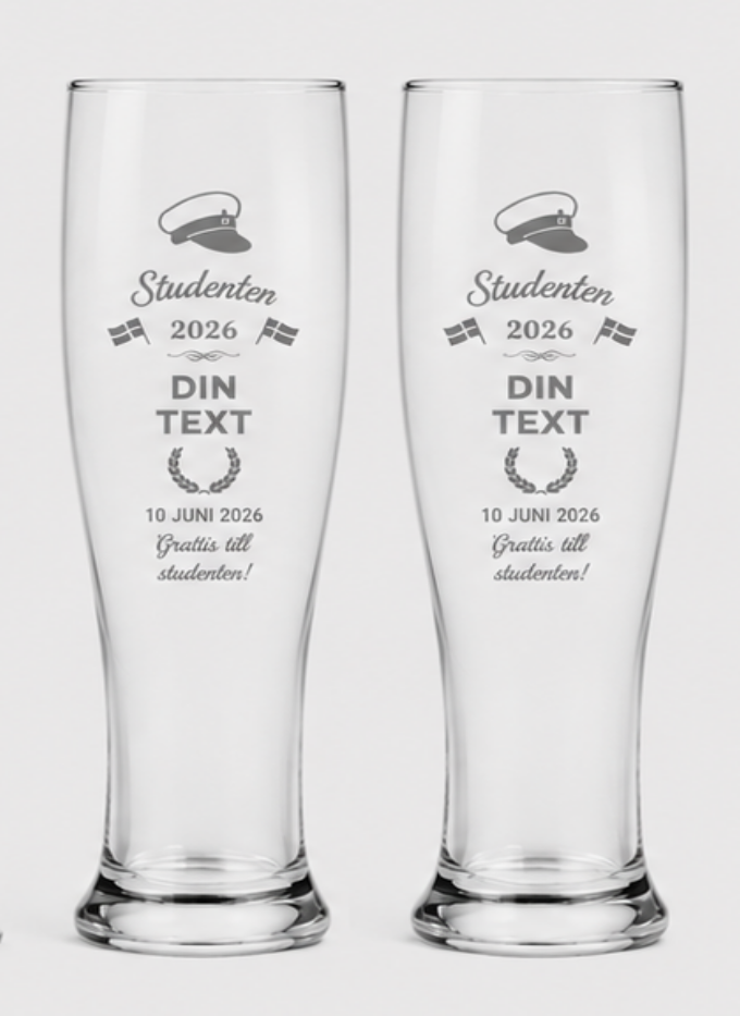 Graverade Öl Glas 2-pack