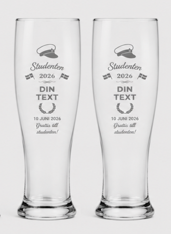 Graverade Öl Glas 2-pack